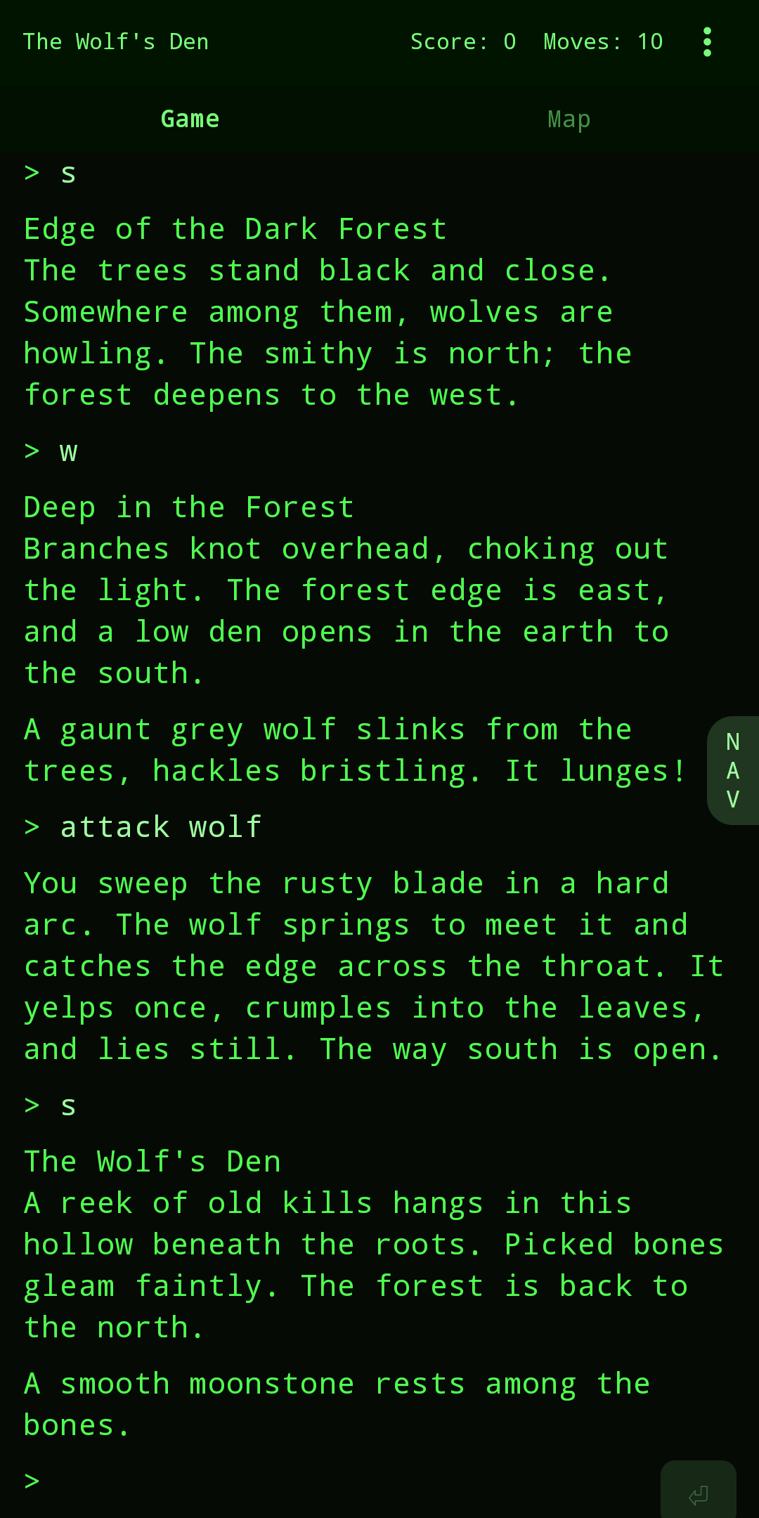 IFMachine in retro terminal mode, green text on a black background.