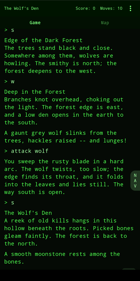 IFMachine in retro terminal mode, green text on a black background.